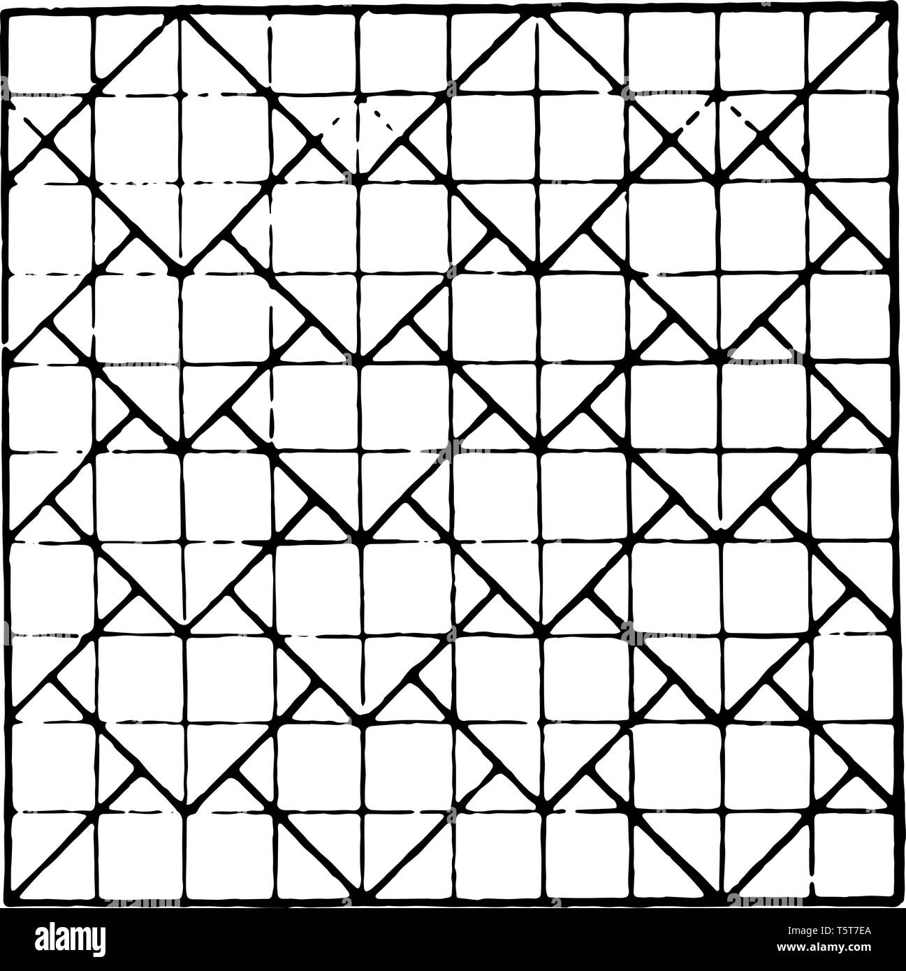 Das Bild zeigt die schöne Tessellierung Design zusammen mit der wiederholten Design Pattern, indem Sie die Mittelpunkte der einzelnen kleinen Platz. Ein Quadrat hat Stock Vektor