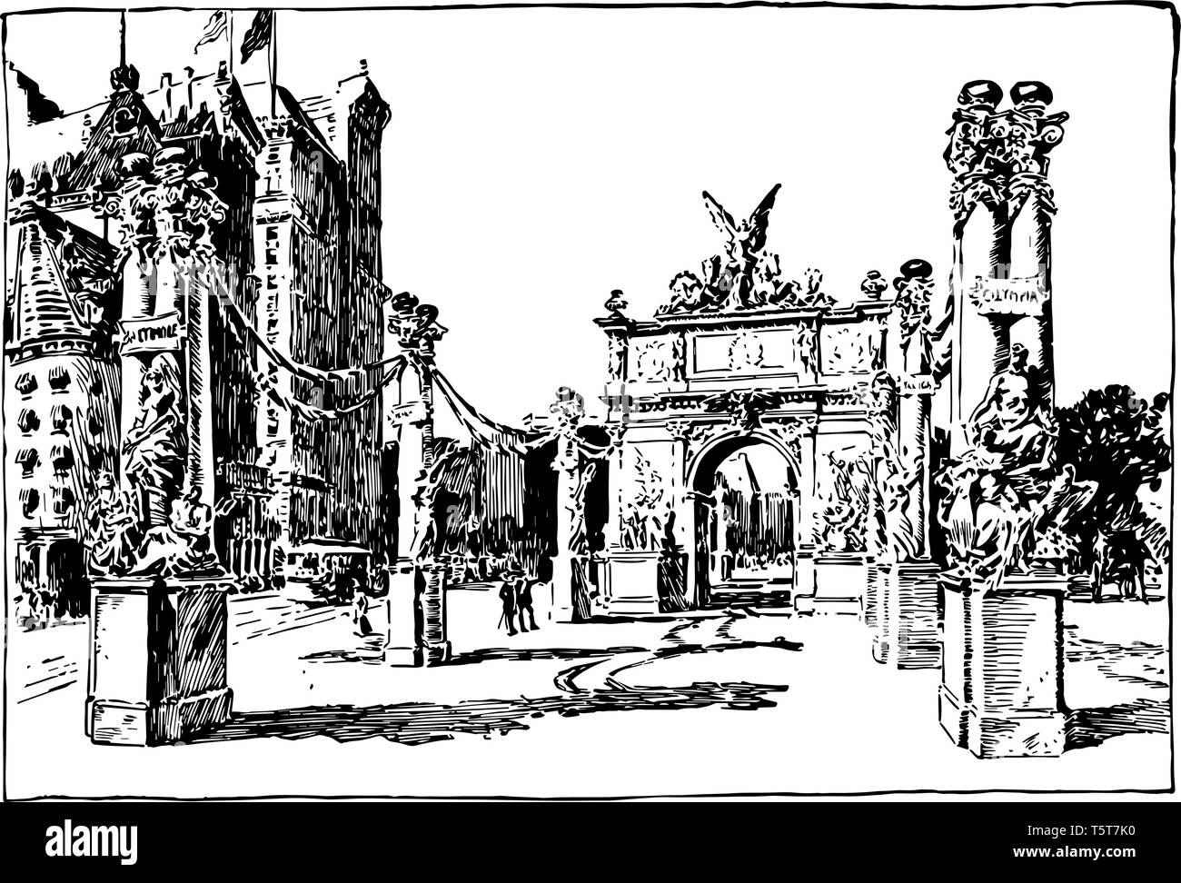 Triumphbogen in New York City ist ein Monument, Struktur, die in Bogenform, die einen oder mehrere Durchgänge, in Deutschland De Gaulle vint gebildet wird entfernt Stock Vektor