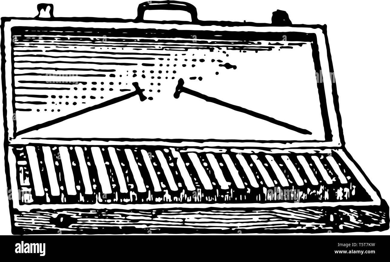 Carillon ohne Clavier kann durch einen kleinen Hammer angeschlagen werden, vintage Strichzeichnung oder Gravur Abbildung. Stock Vektor