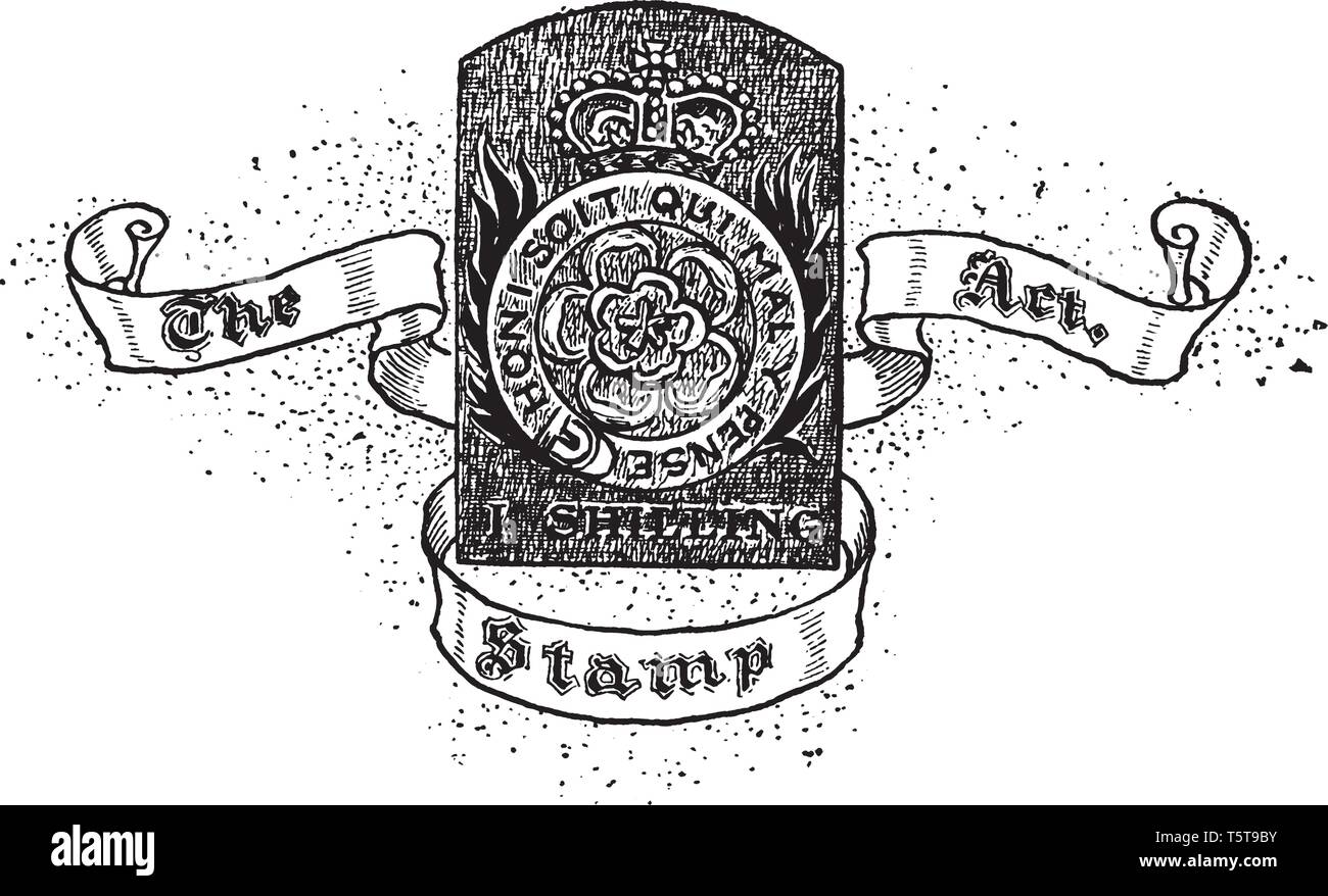 Eine Dichtung, die den Stamp Act, vintage Strichzeichnung oder Gravur Abbildung. Stock Vektor