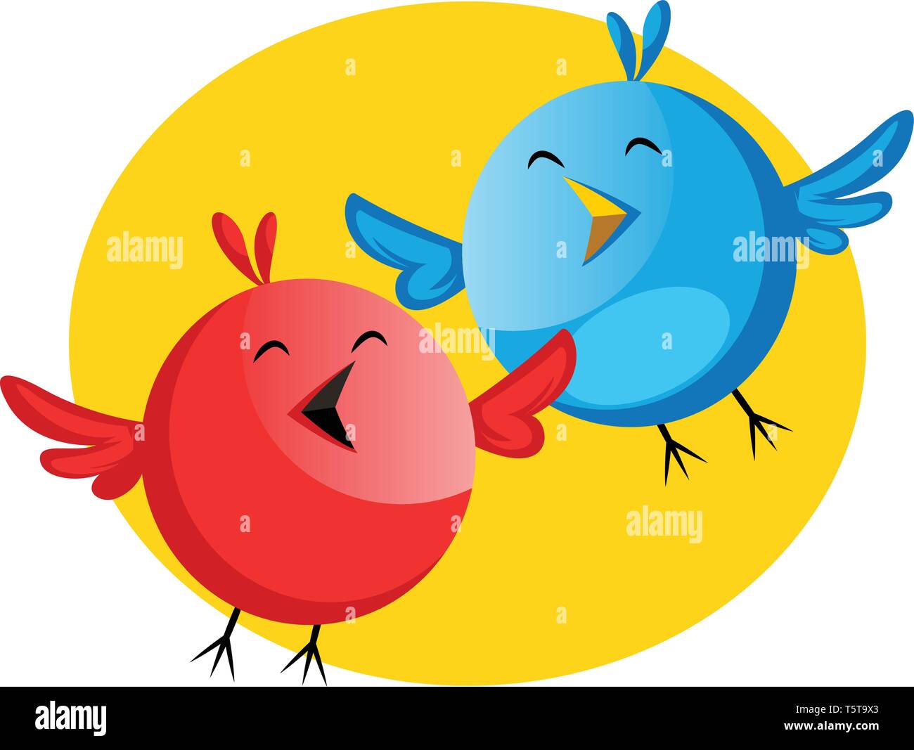 Lustige blaue und rote Vogel singen Ostern song Illustration web Vektor auf weißem Hintergrund Stock Vektor