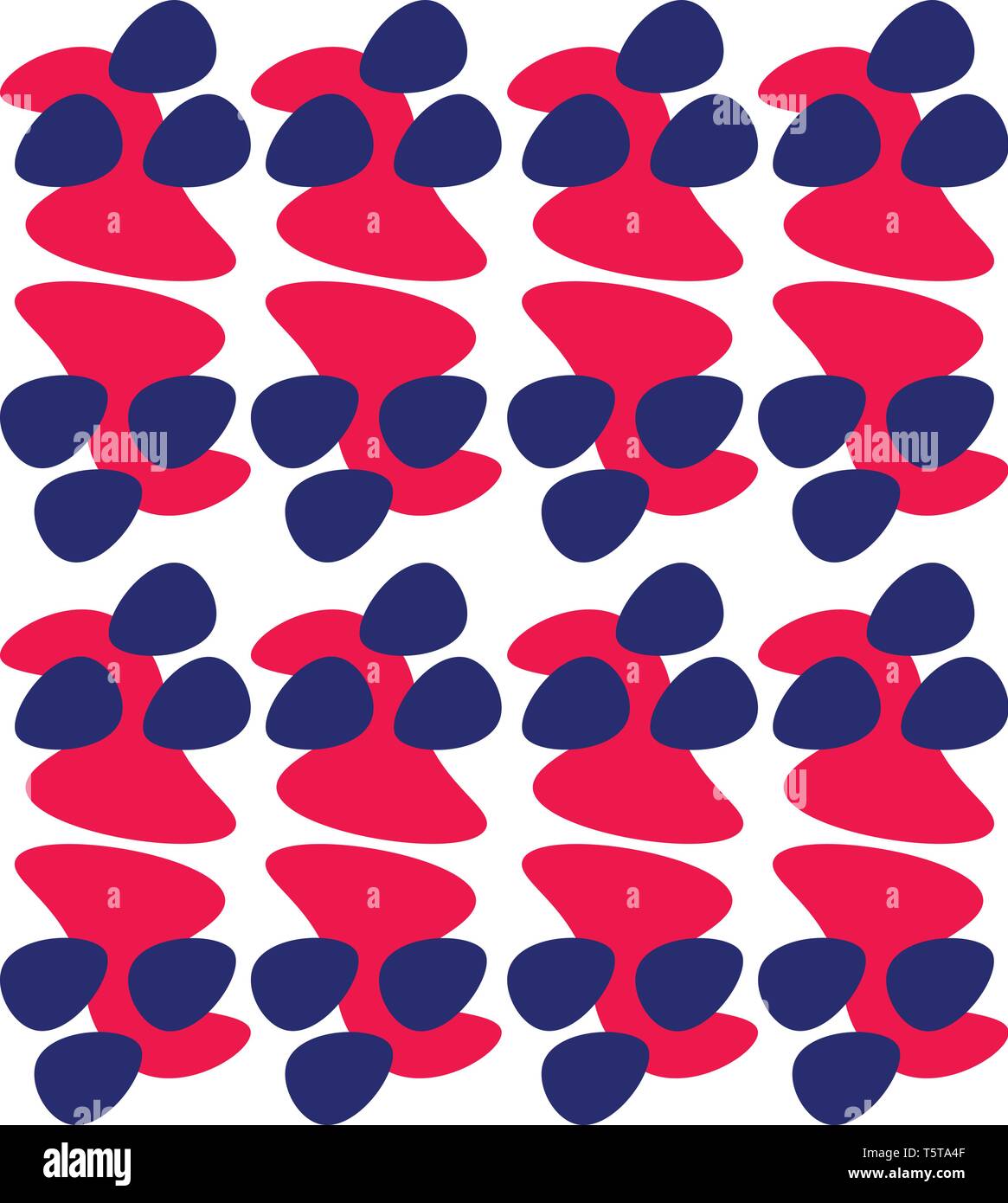 Eine rote und blaue Muster in einer Reihe vector Farbe, Zeichnung oder Abbildung angeordnet Stock Vektor