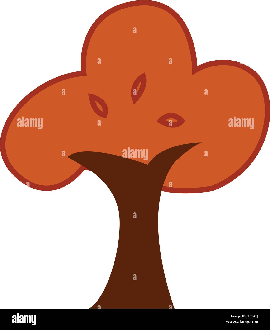 Gemälde von einem schönen braun Baum mit drei ovalen braunen Blätter vector Farbe, Zeichnung oder Abbildung Stock Vektor