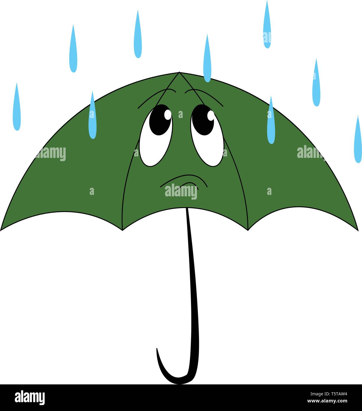 Eine Karikatur, die rot gefärbten gefalteter Regenschirm mit schwarzen Streifen hat einen spitzen peach Cap an einem Ende und einem gelben Schale griff vector Farbe, Zeichnung oder illustrati Stock Vektor