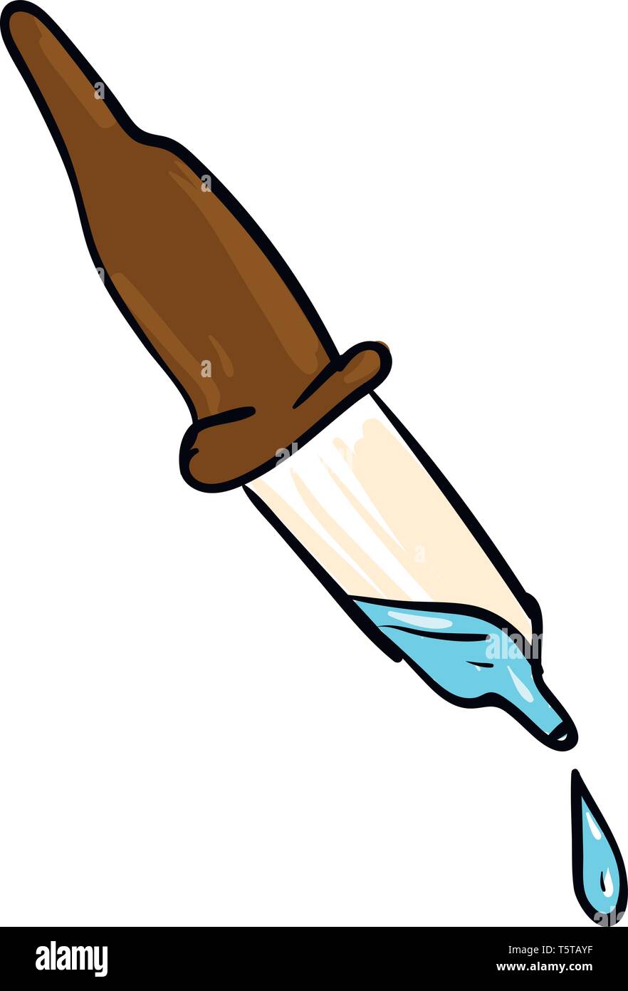 Einfache Glaspipette mit blauen liquide Vector Illustration auf weißem Hintergrund Stock Vektor