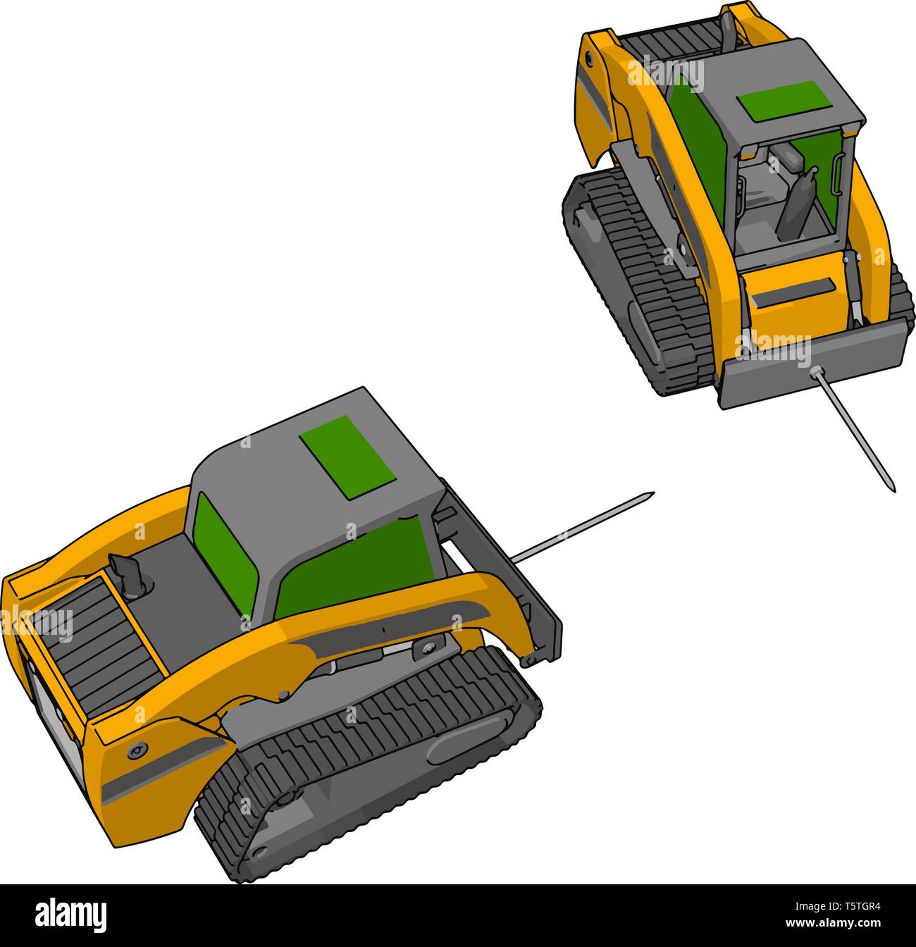 Grün und Gelb ballen Transportfahrzeuge Vector Illustration auf weißem Hintergrund Stock Vektor