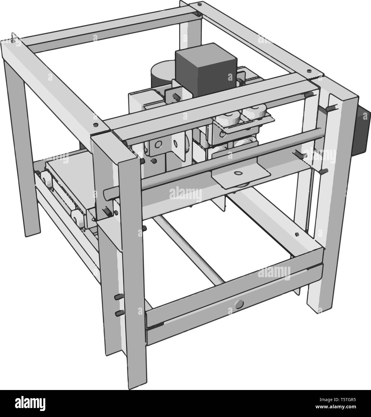 Vector Illustration einer CNC-Maschine auf weißem Hintergrund Stock Vektor