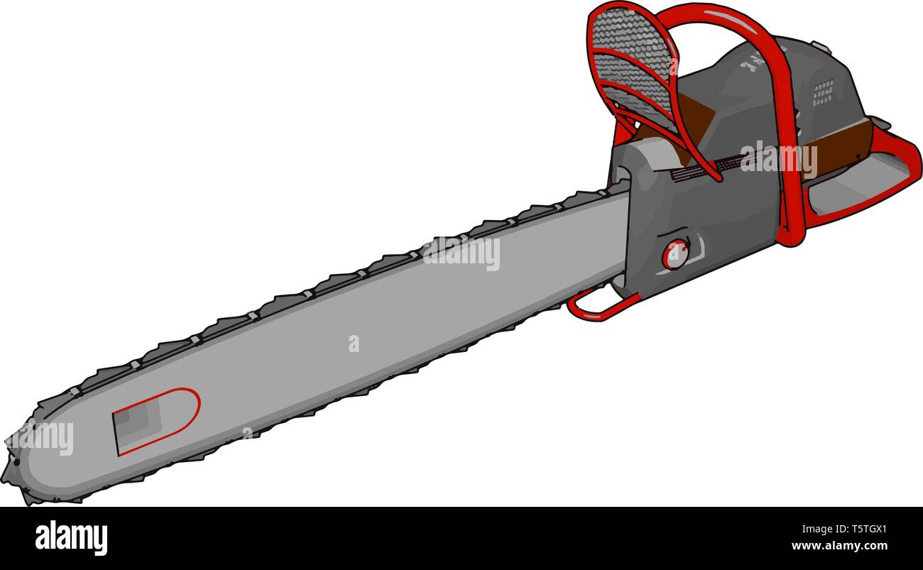3D-Vektor Illustration einer grauen und roten Kette sah weißen Hintergrund Stock Vektor