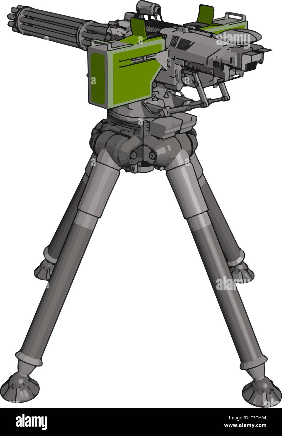 3D-Vektor Illustration auf weißem Hintergrund eines militärischen Flugkörpers Maschinengewehr Stock Vektor