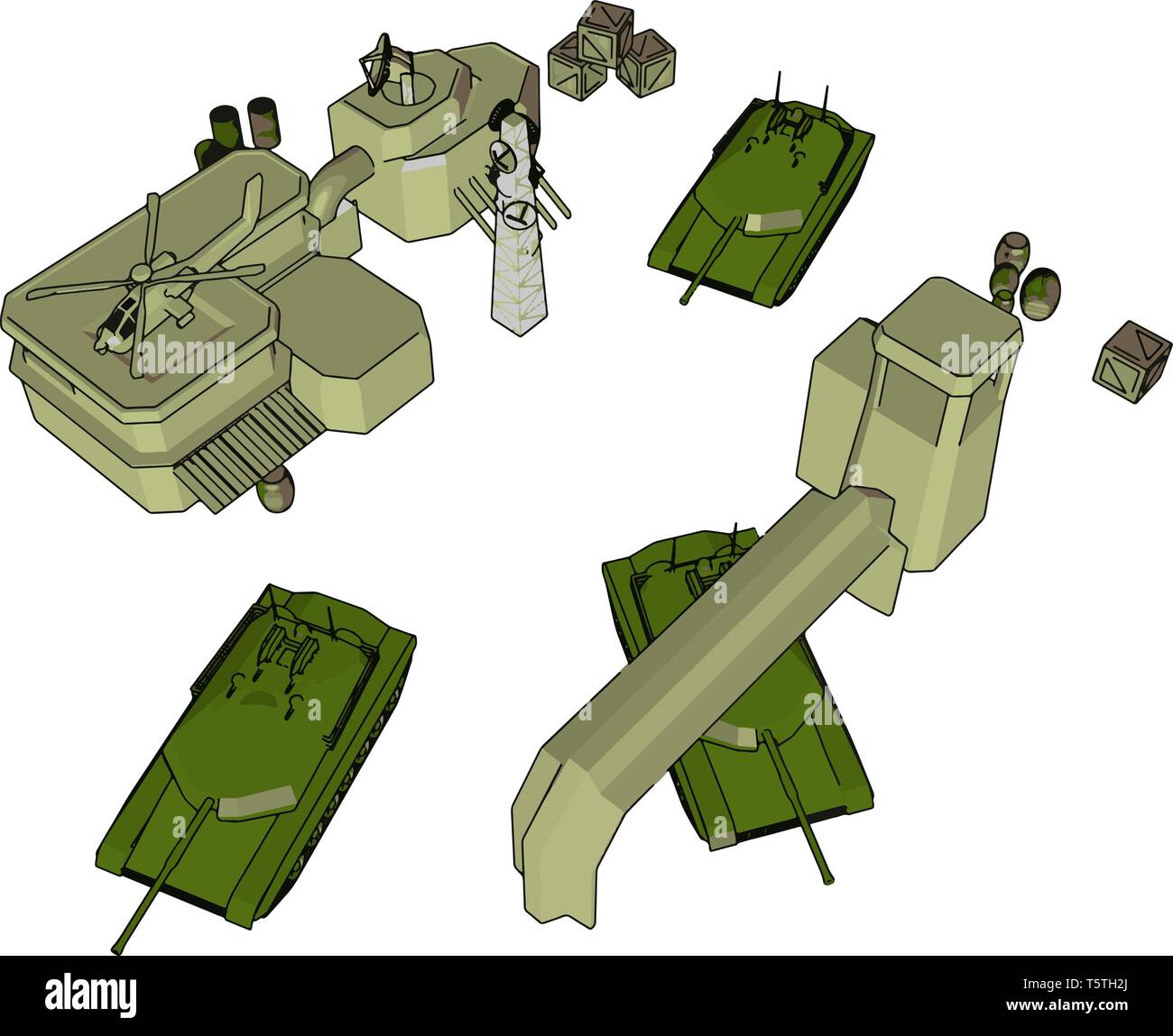 3D-Vektor Illustration auf weißem Hintergrund einer Militärbasis Stock Vektor