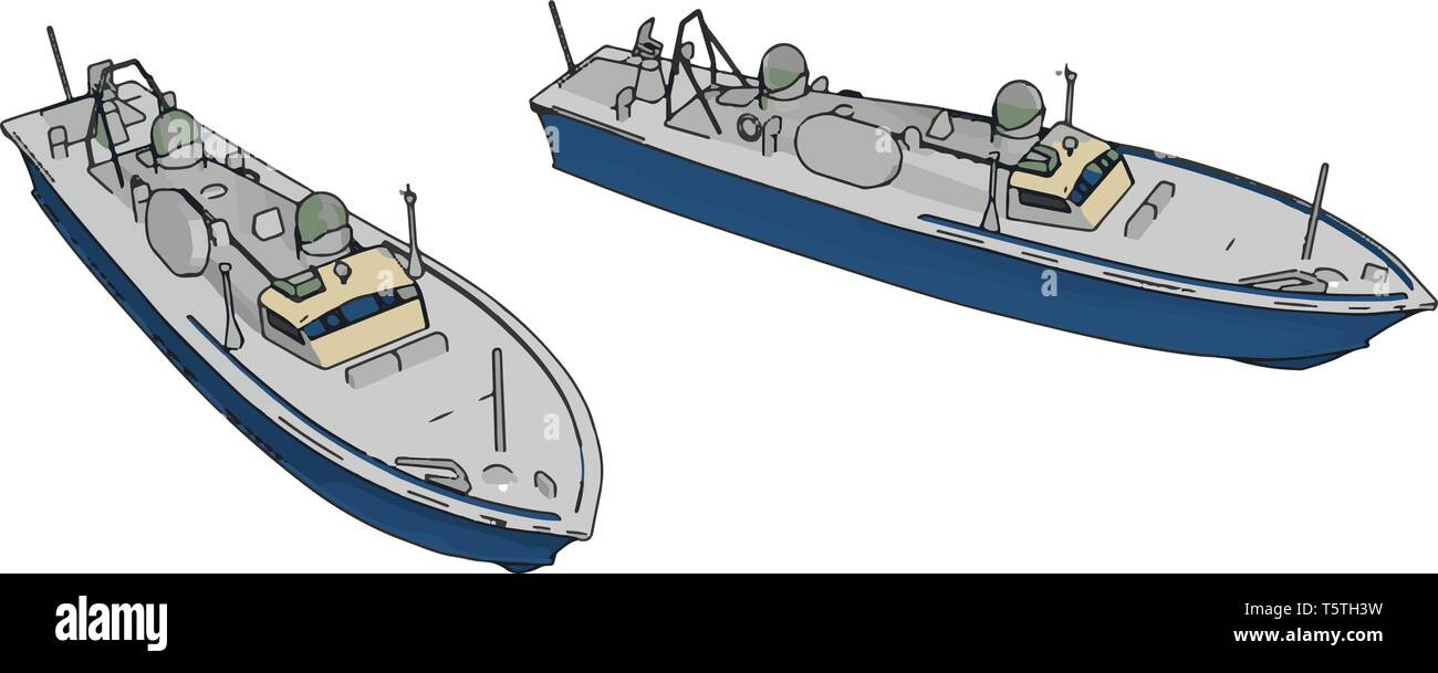 3D-Abbildung von zwei blauen Armee Schiffe Vector Illustration auf weißem Hintergrund Stock Vektor
