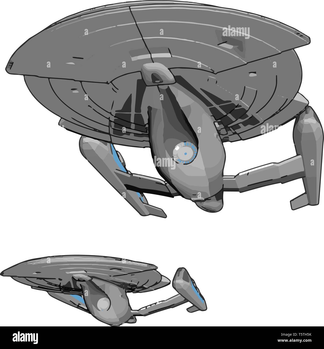 Fantasy Imperial Raumschiff Vector Illustration auf weißem Hintergrund Stock Vektor