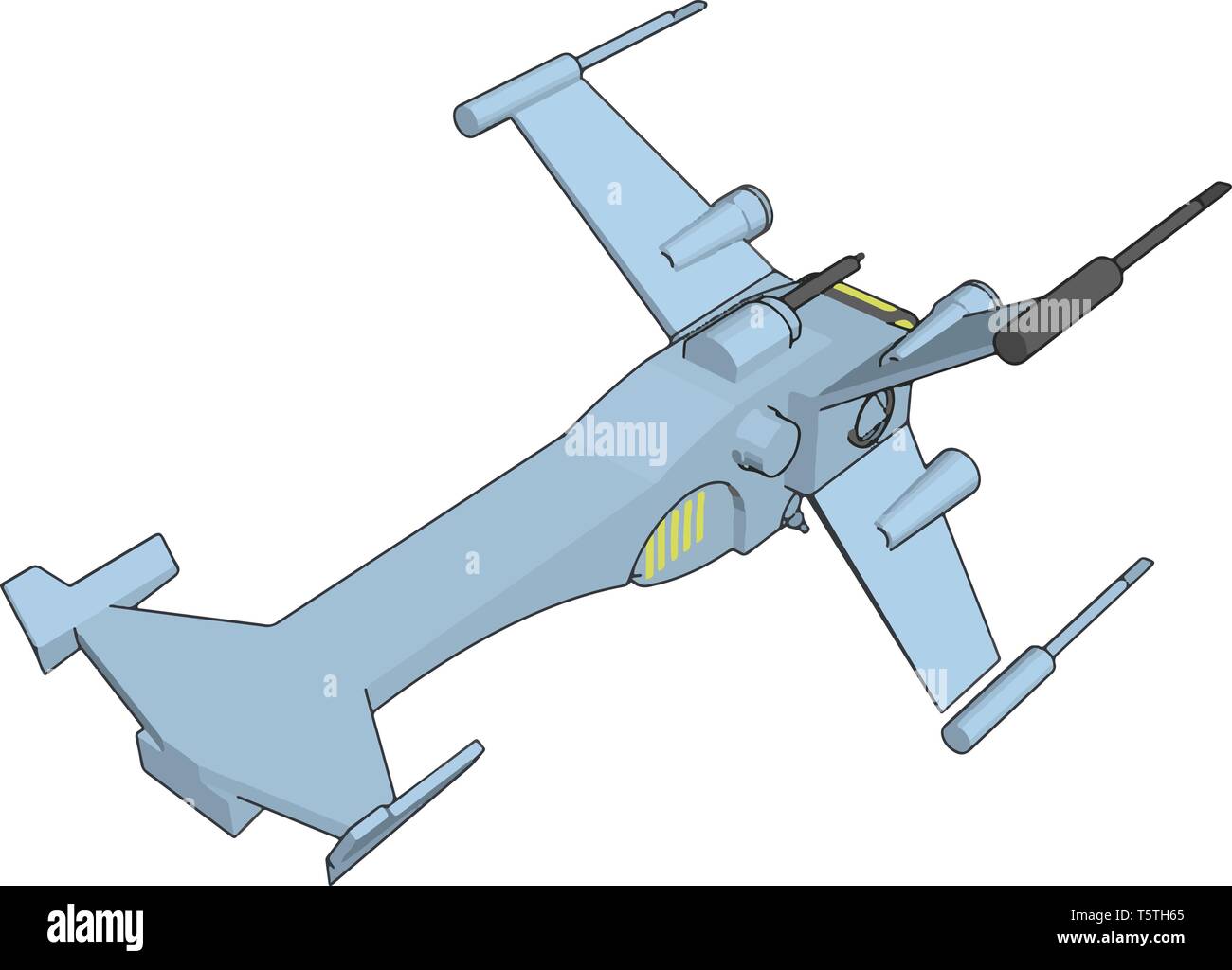 Light blue fantasy Schlachtschiff Vector Illustration auf weißem Hintergrund Stock Vektor