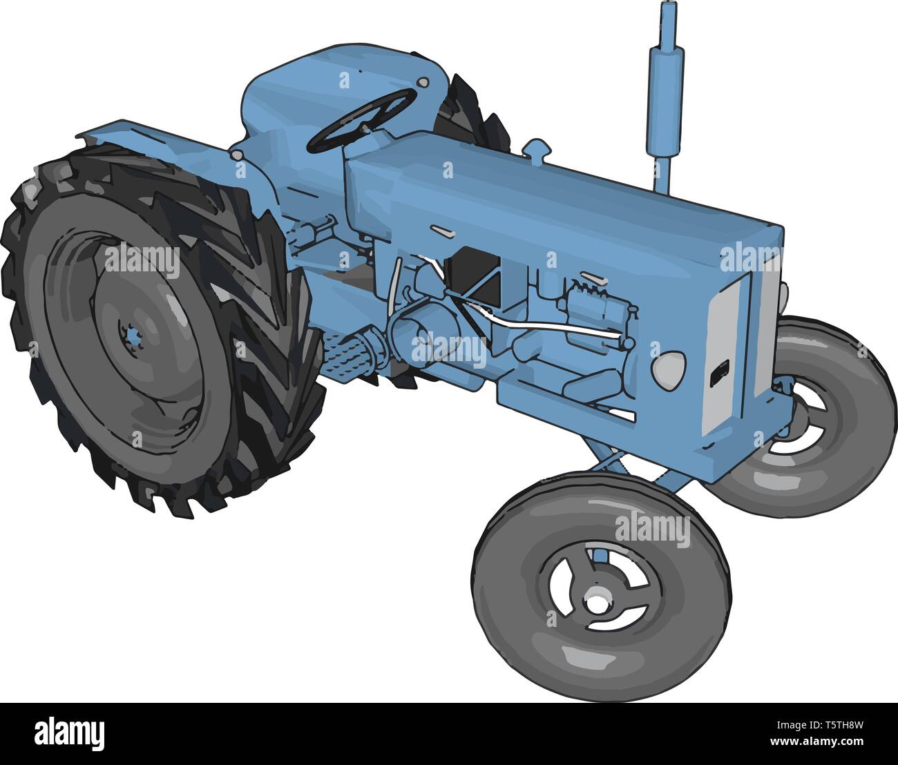 Blaue Traktor Vector Illustration auf weißem Hintergrund Stock Vektor