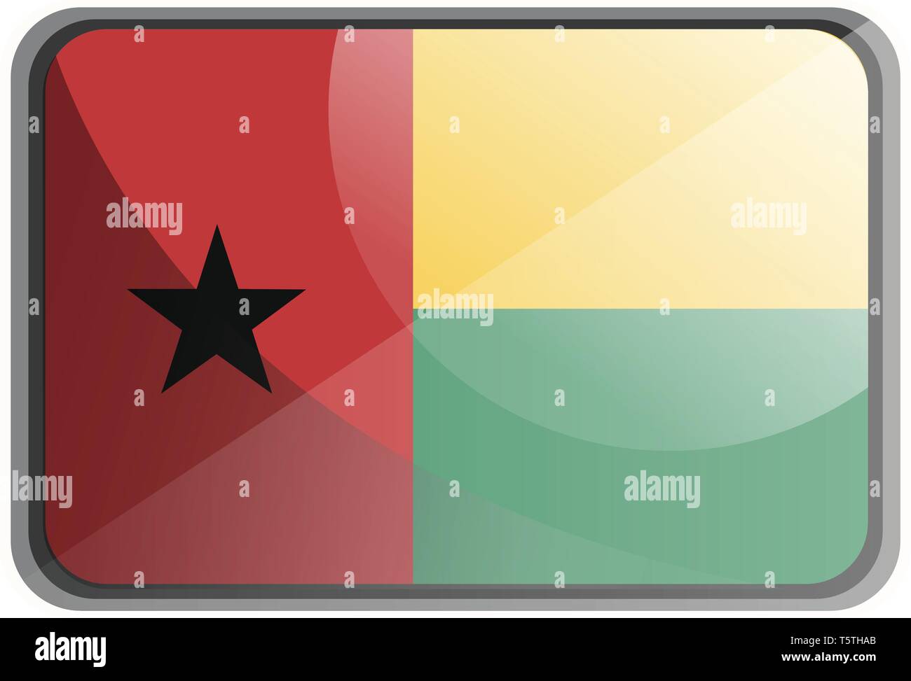 Vector Illustration von Guinea Bissau Flagge auf weißem Hintergrund. Stock Vektor