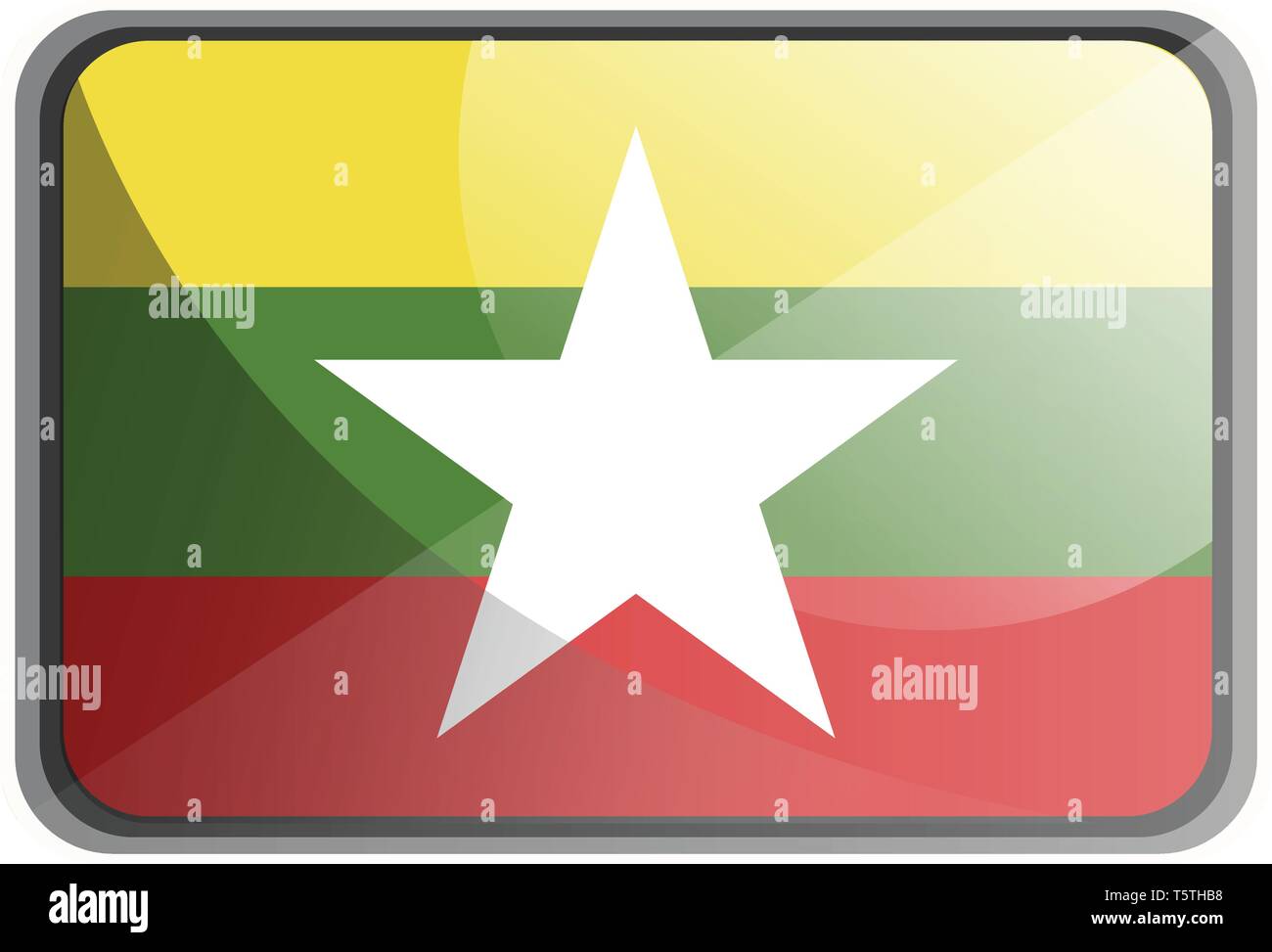 Vector Illustration von Myanmar Flagge auf weißem Hintergrund. Stock Vektor