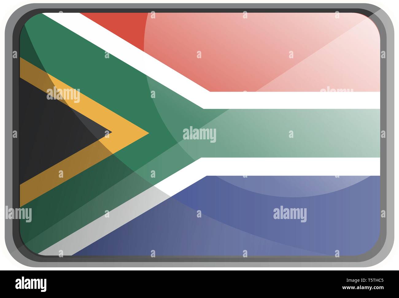Vector Illustration von Südafrika Flagge auf weißem Hintergrund. Stock Vektor