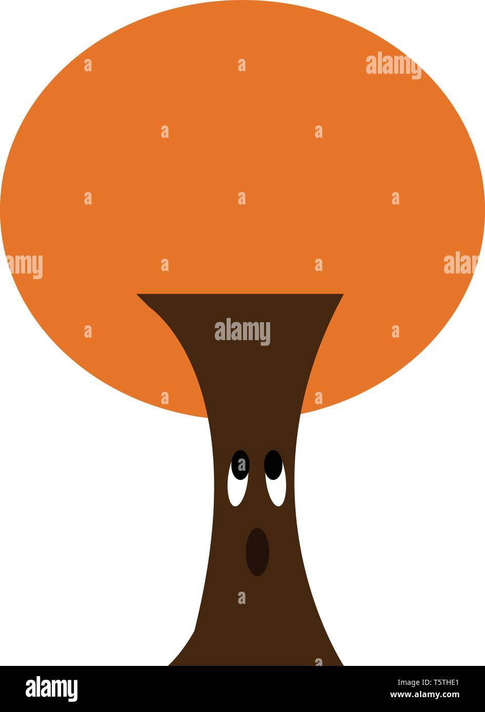 Eine Karikatur von einem Baum mit einem entsetzten Ausdruck in orange Blätter vector Farbe, Zeichnung oder Abbildung Stock Vektor