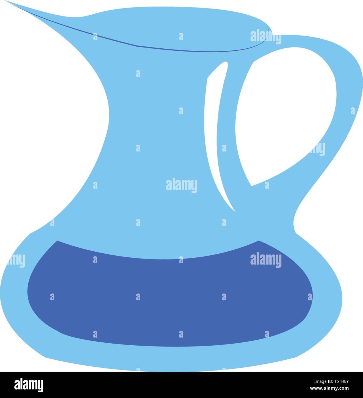 Eine blaue Kanne mit einem Griff mit etwas Flüssigkeit vector Farbe, Zeichnung oder Abbildung Stock Vektor