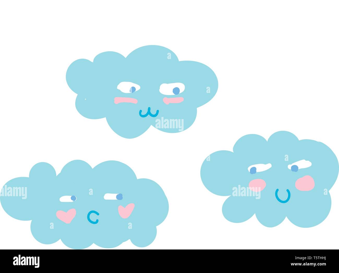 Ein Cartoon von drei Wolken zeigen unterschiedliche Expression vector Farbe, Zeichnung oder Abbildung Stock Vektor