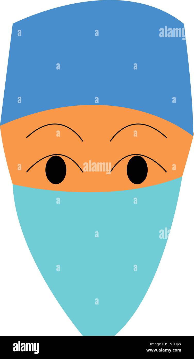 Ein Arzt mit einer Maske und einem blauen chirurgische Cap vector Farbe, Zeichnung oder Abbildung Stock Vektor