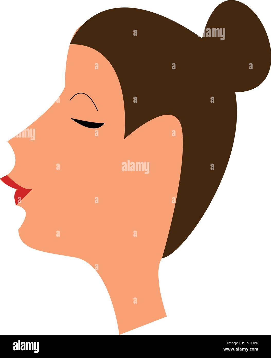 Eine Frau in einem roten Lippenstift und Haar in einem ordentlichen Bun vector Farbe, Zeichnung oder Abbildung gebunden Stock Vektor