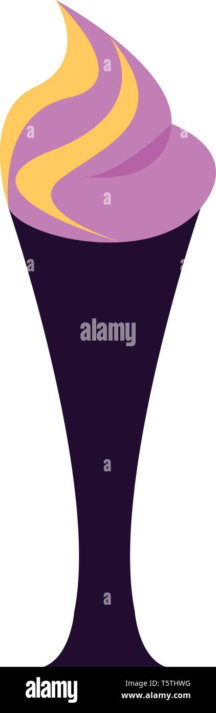 Eine gelbe und rosa Wirbel in einer langen Hälsen Glas vector Farbe, Zeichnung oder Abbildung Stock Vektor