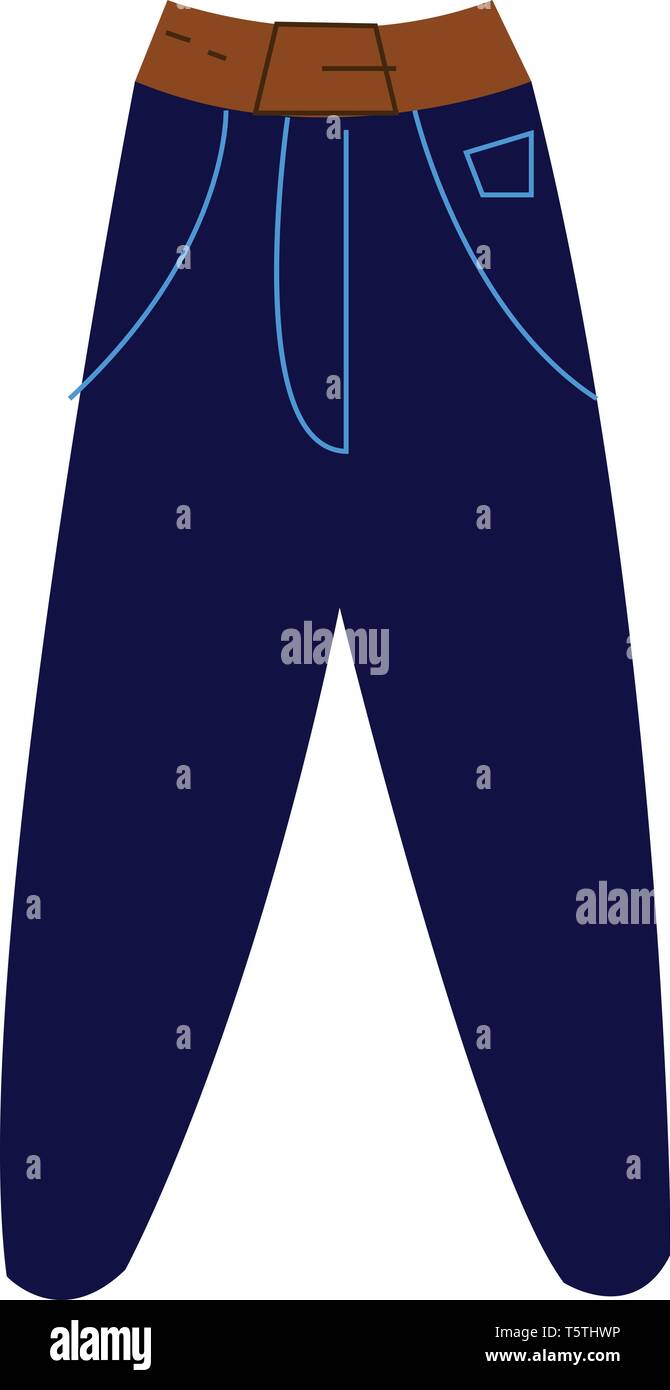 Ein brauner Gürtel und blaue Jeans mit zwei großen Taschen vector Farbe, Zeichnung oder Abbildung Stock Vektor