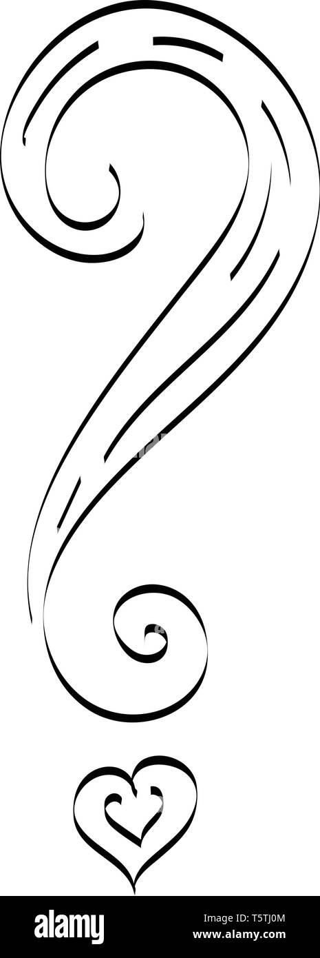 Eine Zeichnung von einem Fragezeichen und ein Herz darunter Vektor Farbe, Zeichnung oder Abbildung gezeichnet Stock Vektor