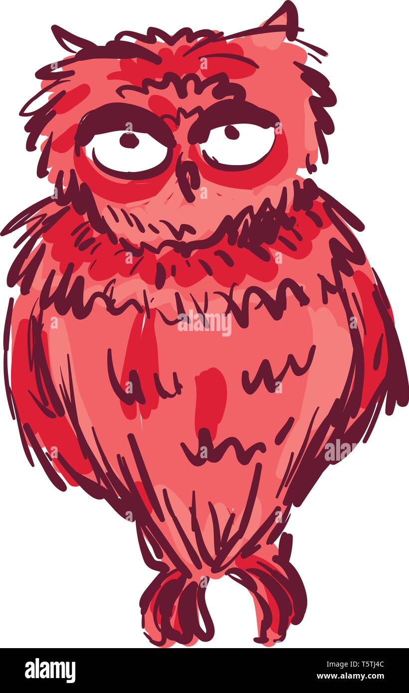 Eine Eule, die in dunklem Rot vector Farbe, Zeichnung oder Abbildung gefärbt. Stock Vektor