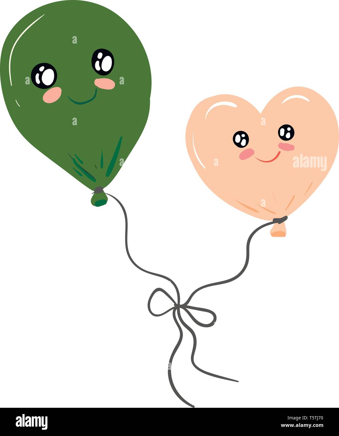Zwei Ballons gebunden zusammen Vektor- oder Farbe Abbildung: Stock Vektor