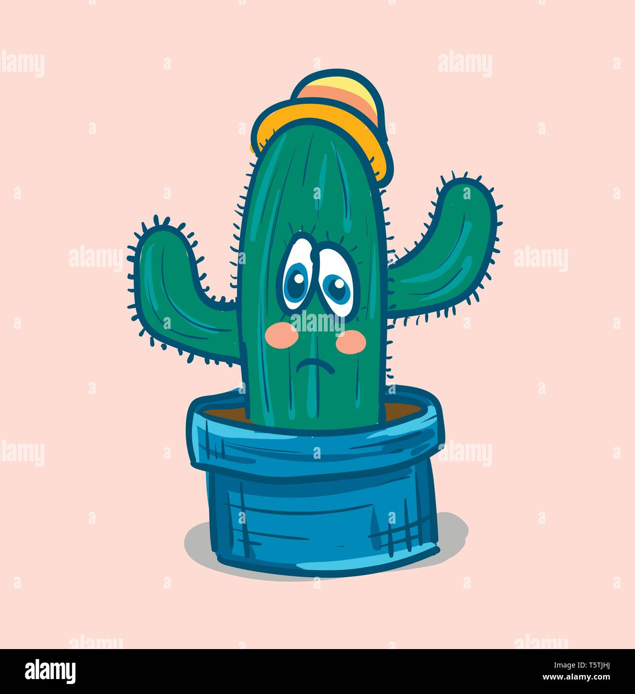 Verwirrt Kaktus mit Hut Vektor- oder Farbe Abbildung: Stock Vektor