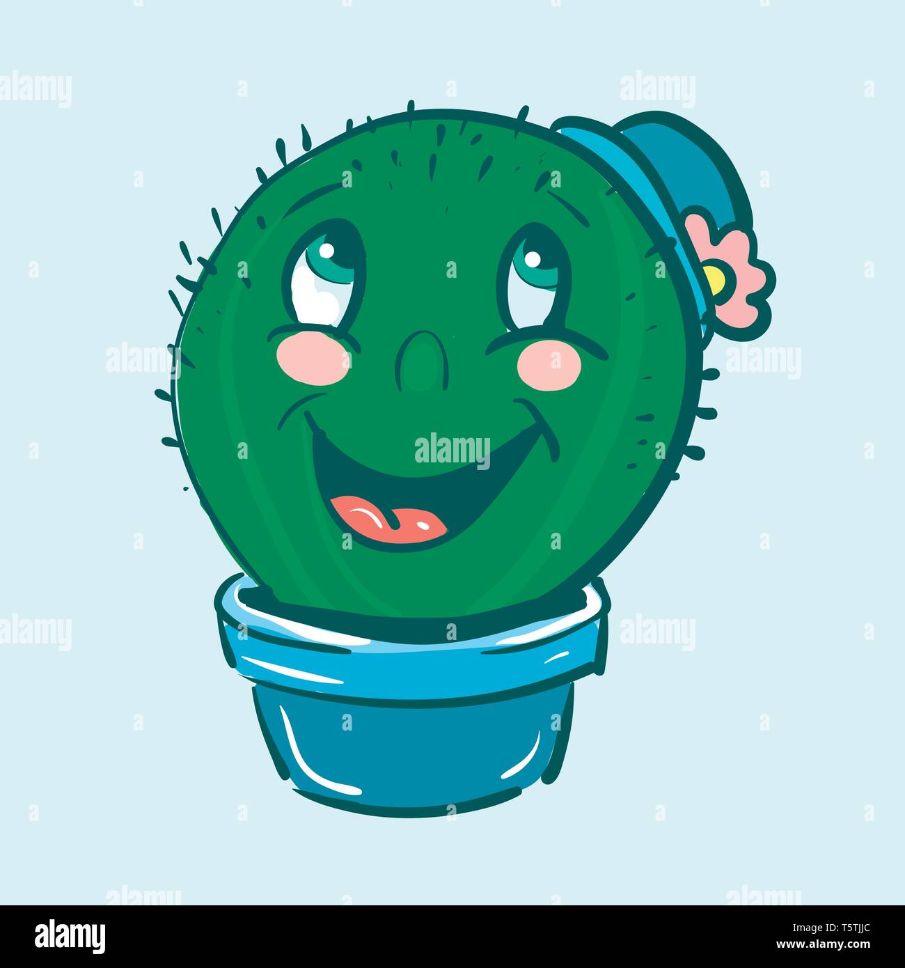 Lächelnd Cactus mit Hut Vektor- oder Farbe Abbildung: Stock Vektor