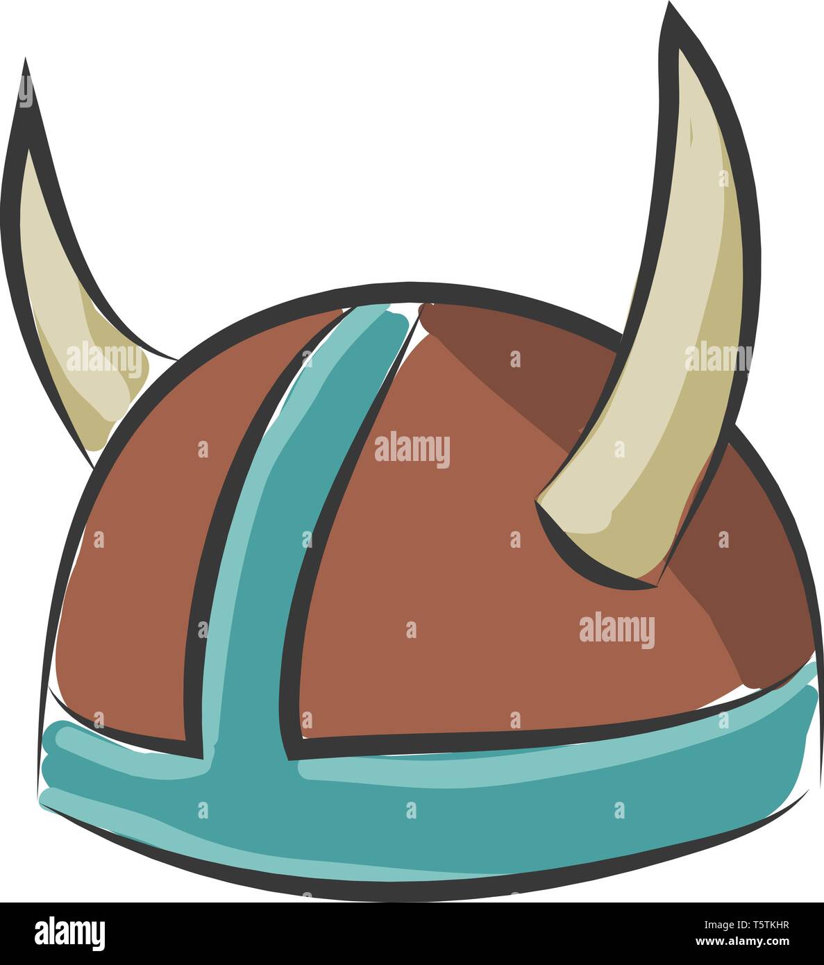 Braun und blau gefärbten Hut mit zwei scharfe Hörner, die sieht aus wie ein Krieger hat Vector Farbe, Zeichnung oder Abbildung Stock Vektor