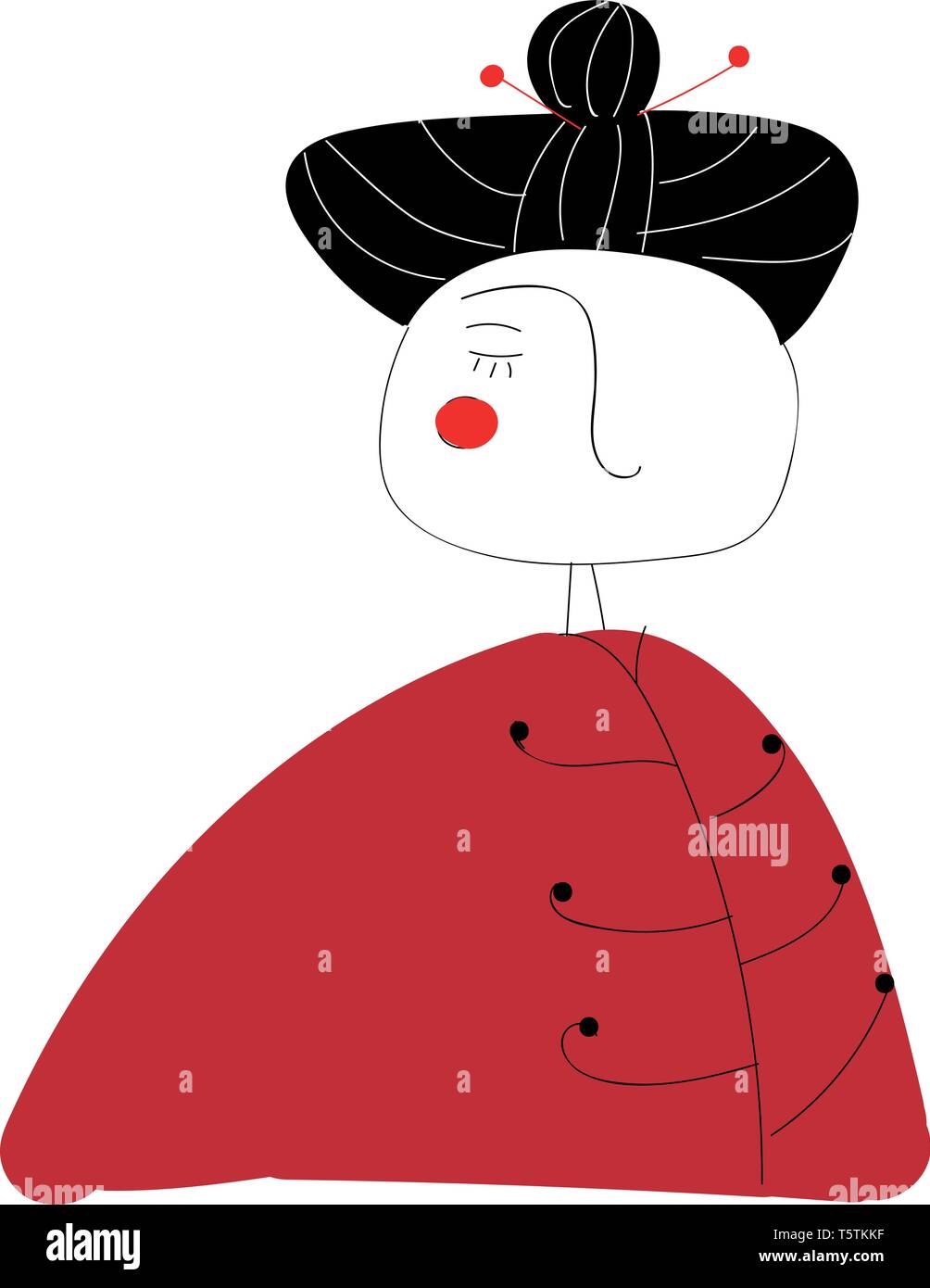 Clipart eines japanischen Mädchen in ihrem traditionellen Kleid bedruckt mit dem Design und einem Auge vector Farbe, Zeichnung oder Abbildung: geschlossen Stock Vektor