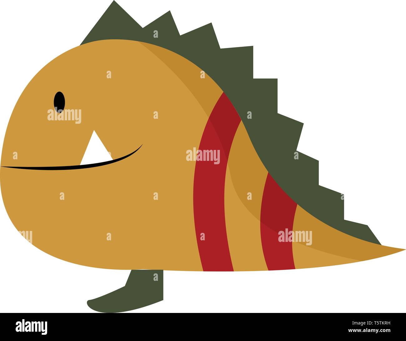 Eine braun-bunten Fischen monster Cartoon mit einer schwarz gefärbten Fuß zwei rote Streifen am Ende schwarz gefärbten Lamellen und einem einzigen dreieckigen Sh Stock Vektor