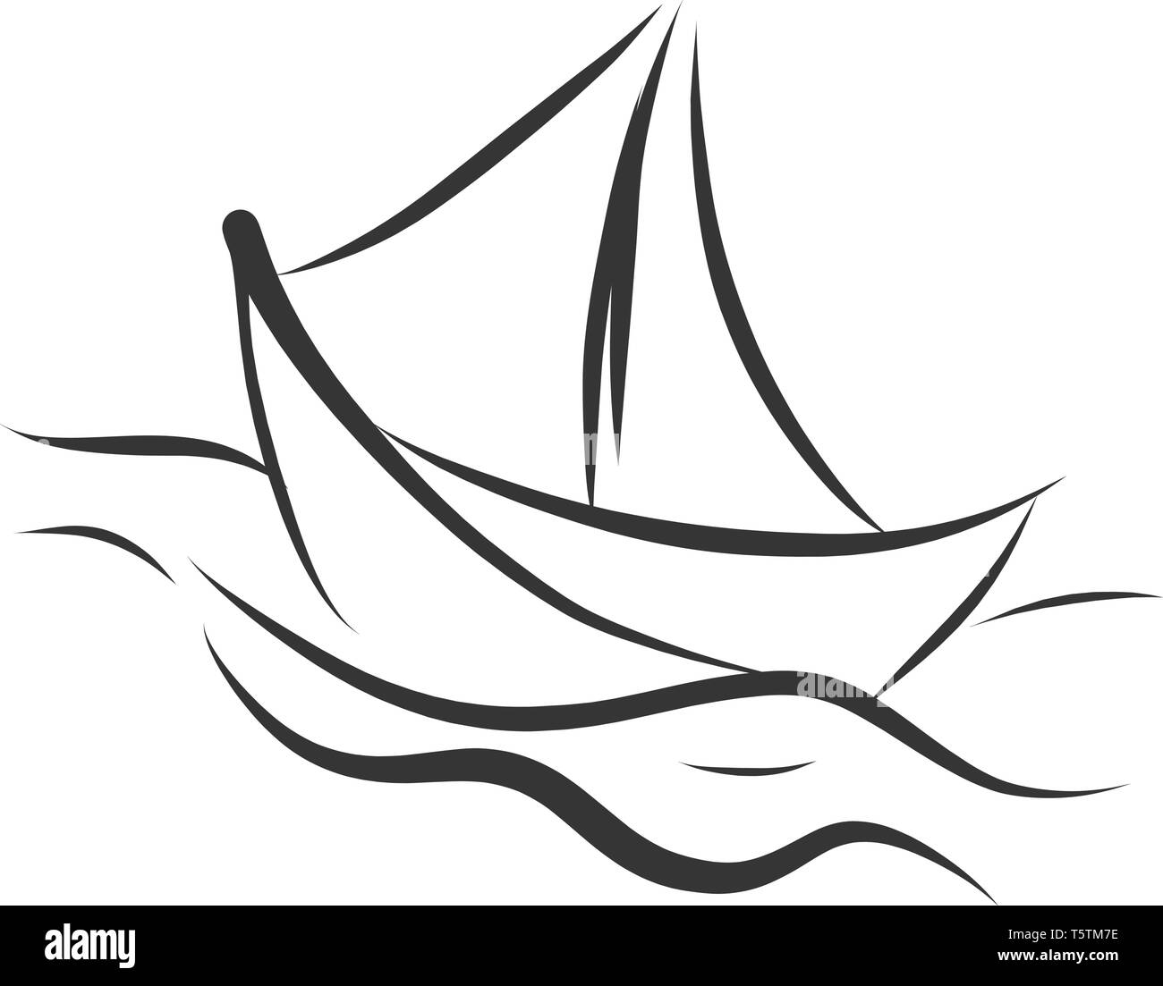 Einfach Schwarz Und Weiss Tattoo Skizze Eines Schiffes Vector Illustration Auf Weissem Hintergrund Stock Vektorgrafik Alamy