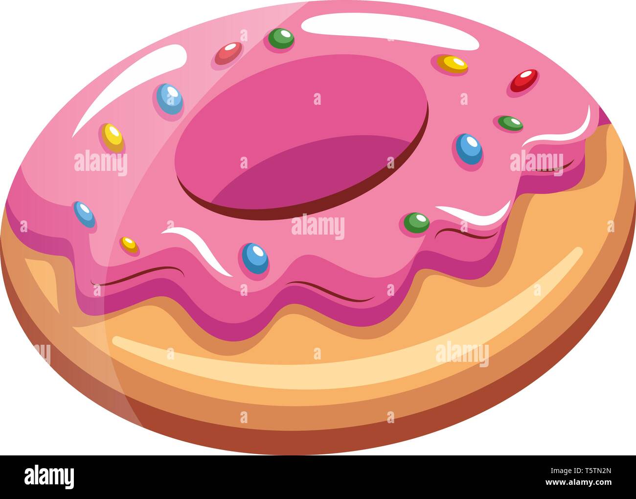 Eine schoko Torte mit Rosa Spitze und verschiedenen farbigen Keime sprengte alle über, Vector, Farbe, Zeichnung oder Abbildung. Stock Vektor