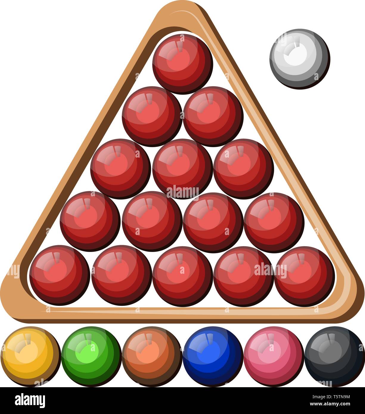 Eine Billard Kugeln in Dreiecksform, die am grünen Tisch hakt Griff ist in der Farbe Schwarz vector Farbe, Zeichnung oder Abbildung. Stock Vektor