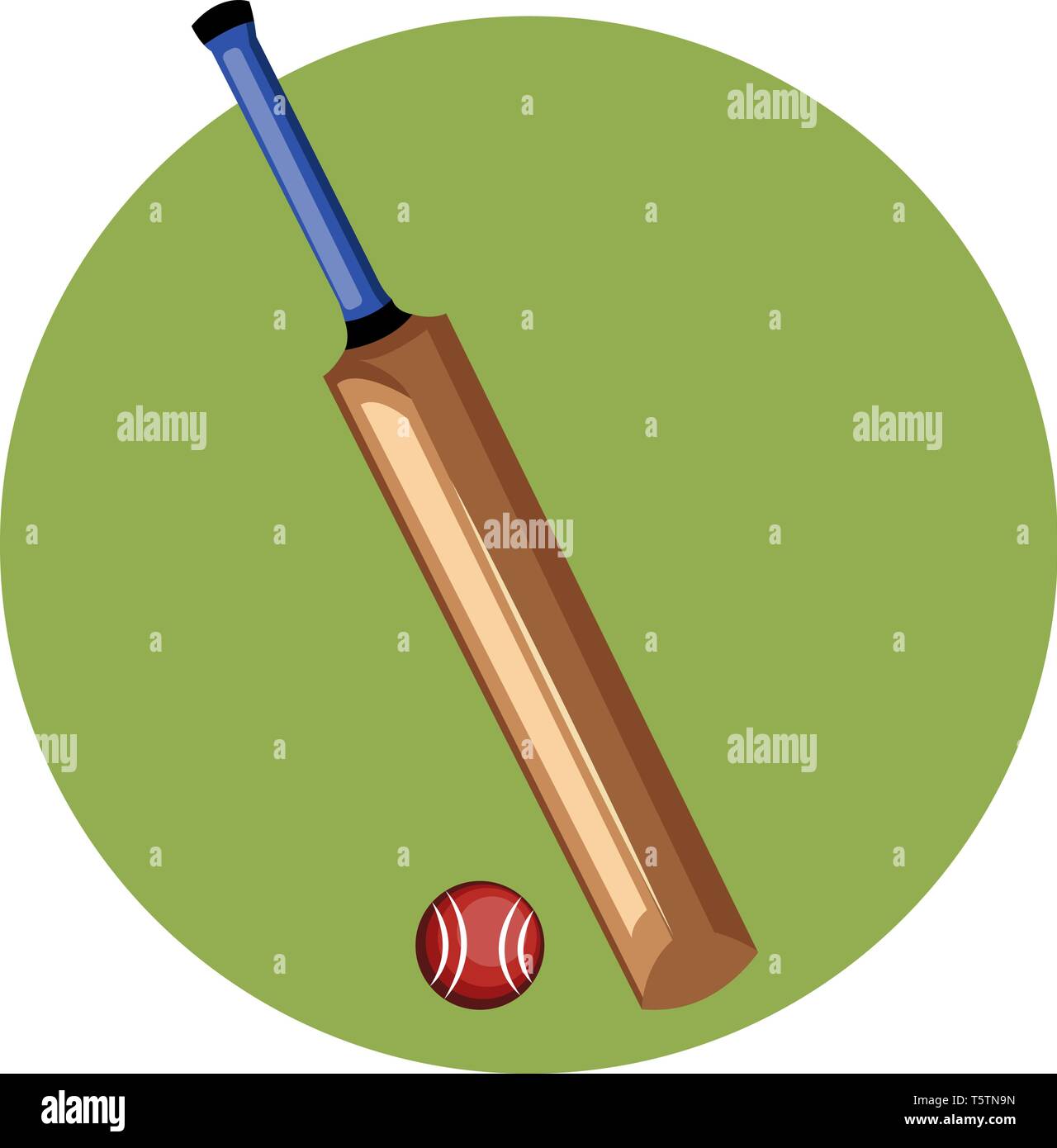 Ein Kricket Schläger und Ball in brauner Farbe mit Griff für die bat-Vektor Farbe, Zeichnung oder Abbildung zu halten. Stock Vektor