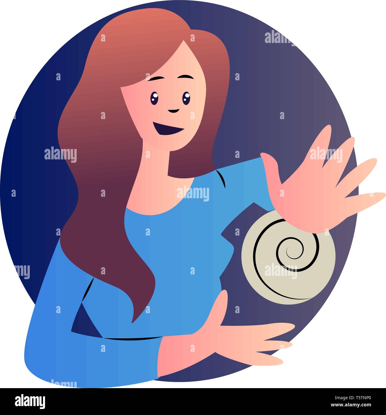 Cartoon Frau in Blau shirt Vector illustartion auf weißem Hintergrund Stock Vektor