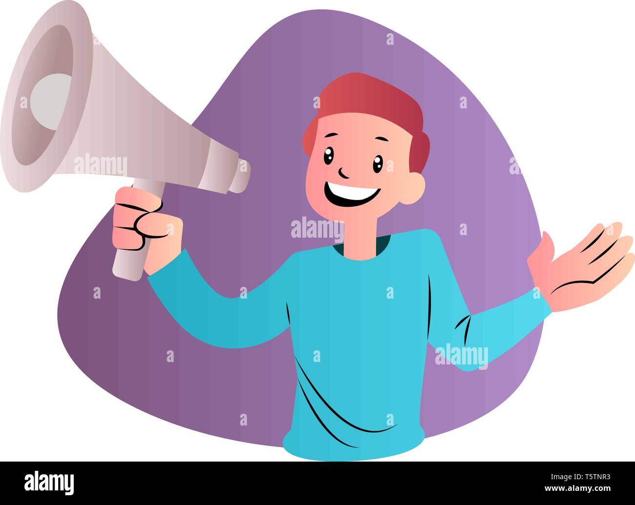 Cartoon guy Holding megahone Vektor illustartion auf weißem Hintergrund Stock Vektor