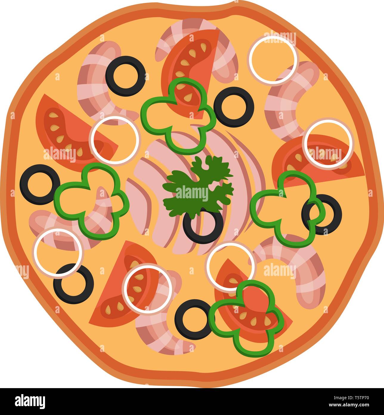 Thunfisch pizza Illustration Vektor auf weißem Hintergrund Stock Vektor