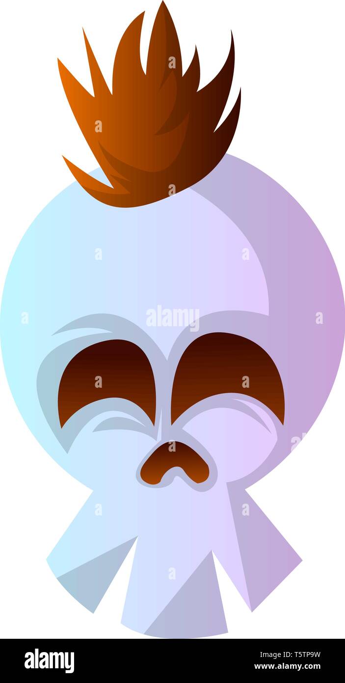 Cartoon weissen Totenkopf mit Braue Haare Vector Illustration auf weißem Hintergrund Stock Vektor