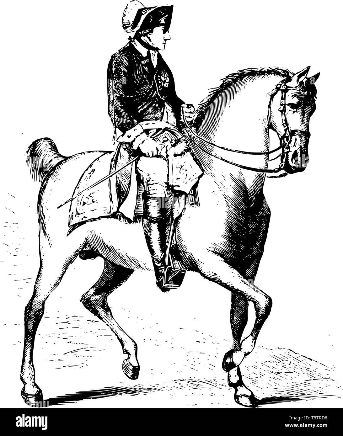 Friedrich II. von Preußen auf dem Pferd, 1712-1786, er war der König von Preußen von 1740 bis 1786, vintage Strichzeichnung oder Gravur Abbildung Stock Vektor