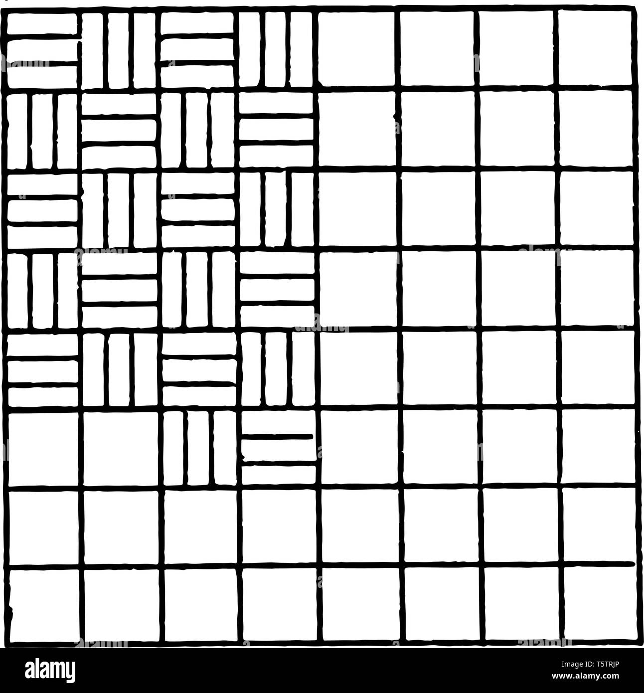 Eingeschrieben alternierende Horizontale und Vertikale Linien sich wiederholende Muster in einem gleichmäßig aufgeteilt Square ist viel mehr als schnappte Momente vinta eingestellt Stock Vektor