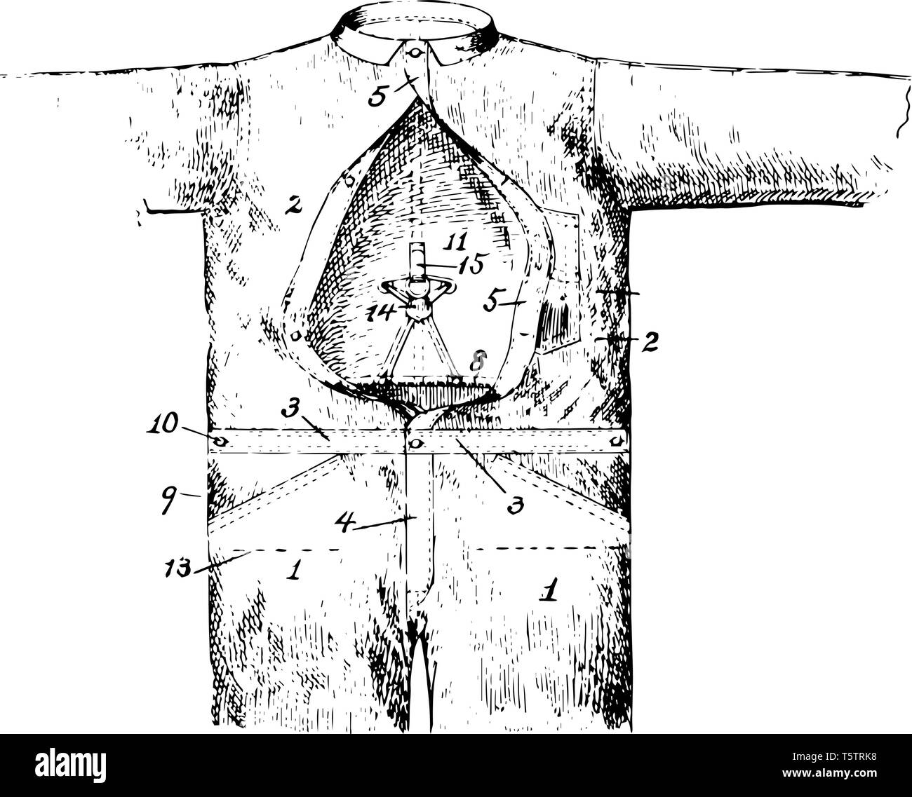 Union insgesamt Gewand wurde als ein Anzug vintage Strichzeichnung oder Gravur Abbildung verwendet. Stock Vektor
