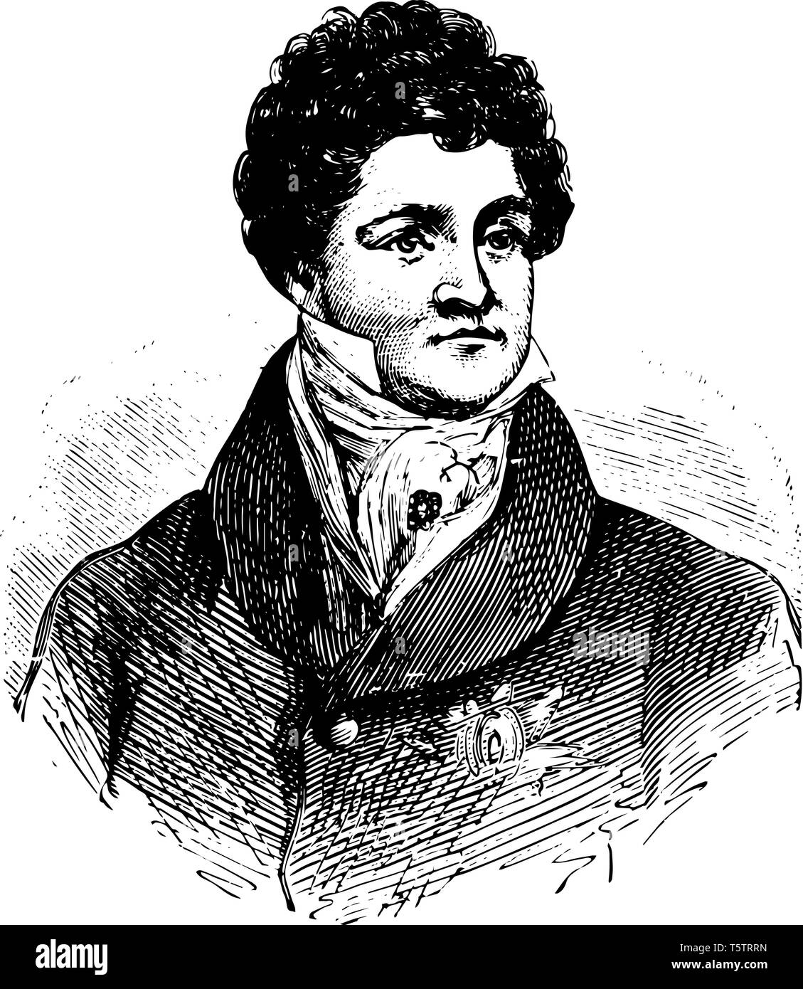 Georg IV., König des Vereinigten Königreichs von Großbritannien und Irland und Hannover vom 29. Januar 1820 bis zu seinem Tod vintage Strichzeichnung oder engravi Stock Vektor