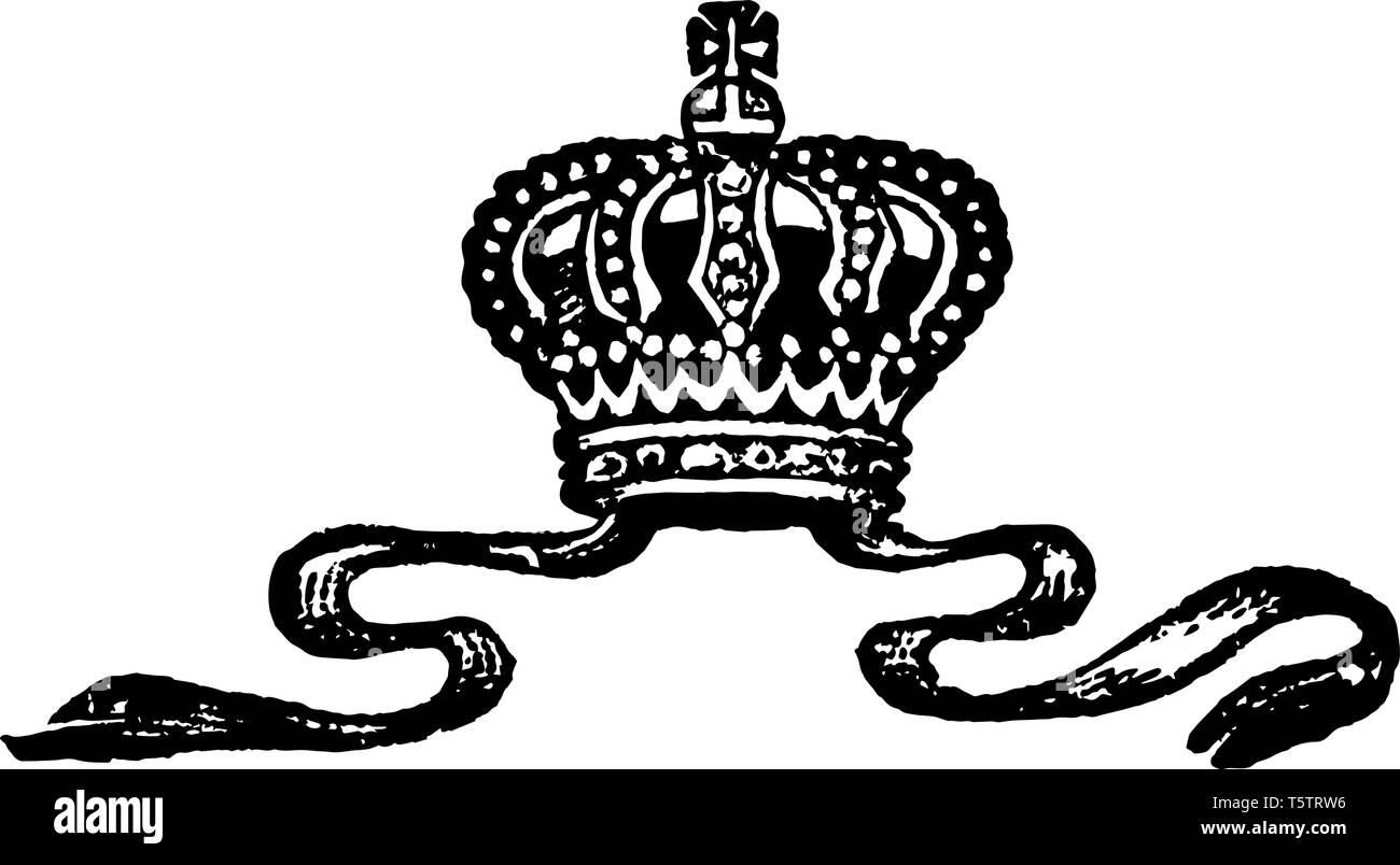 Krone haben eine Royal design vintage Strichzeichnung oder Gravur Abbildung. Stock Vektor
