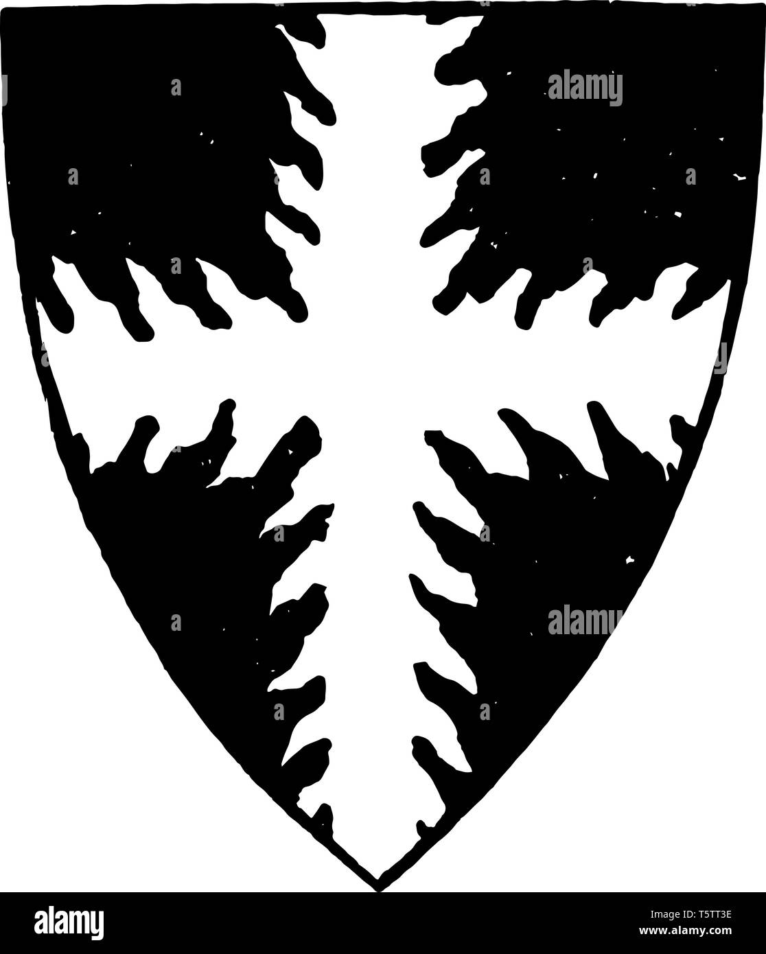 Kreuz Flamant ist eine heraldische Schild vintage Strichzeichnung oder Gravur Abbildung. Stock Vektor